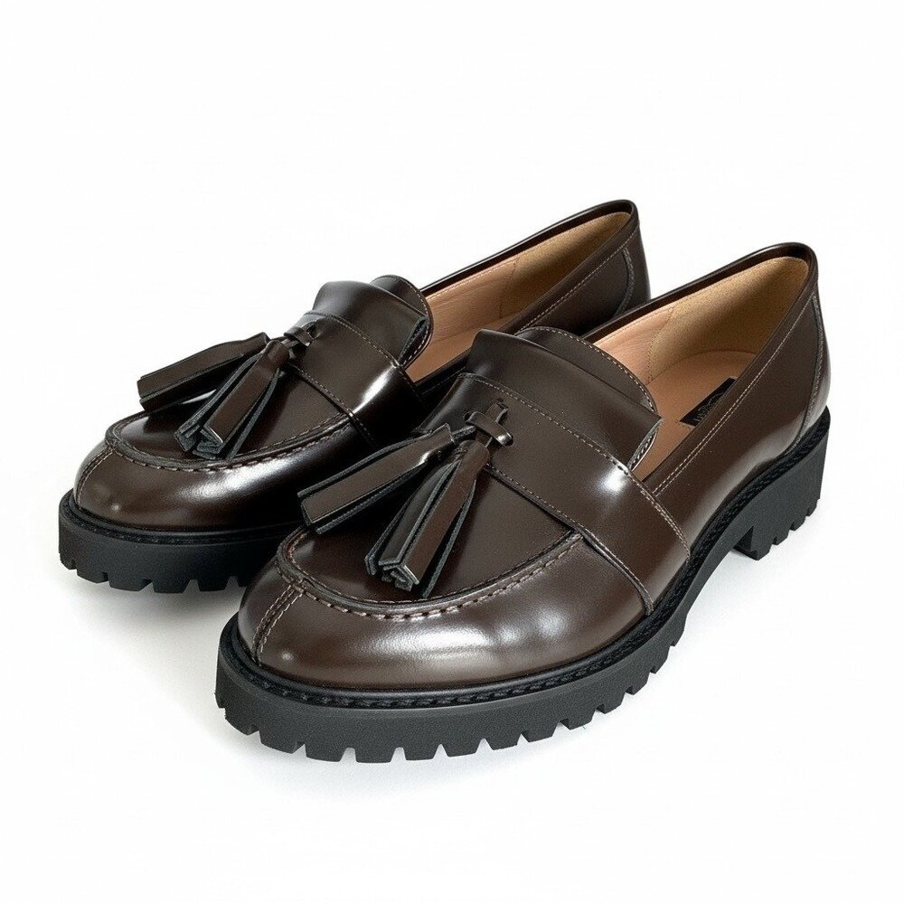 Marina Rinaldi Brown Leather Tassel Loafers